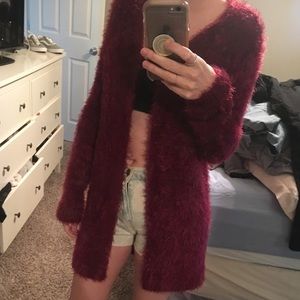 fuzzy cardigan
